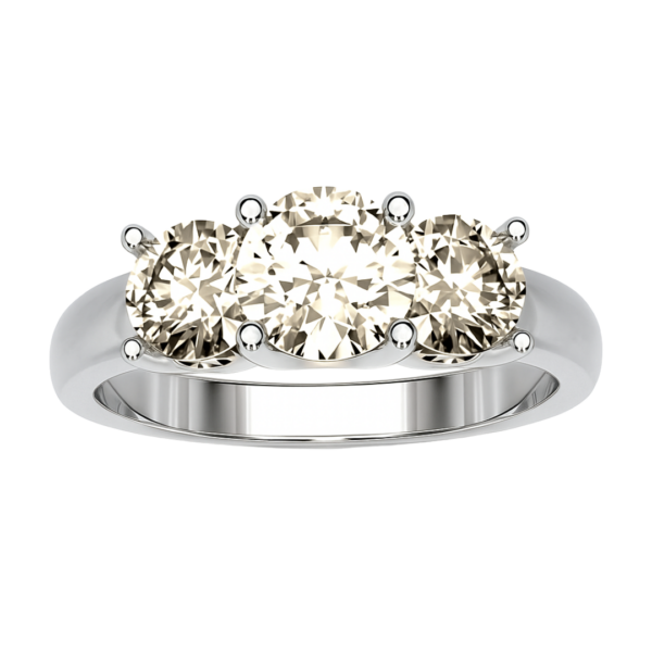 Round - Three-stone U-Collet Engagement Ring
