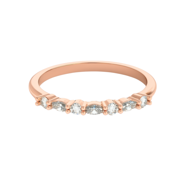 Marquise & round wedding band - 3.5mm marquise & 1.8mm round diamonds