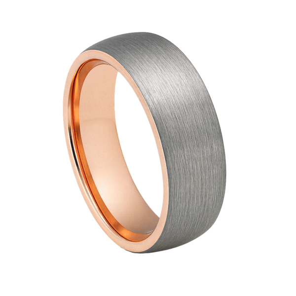 Two-Tone Brushed Rose Gold Wedding Band ( 5-10mm )