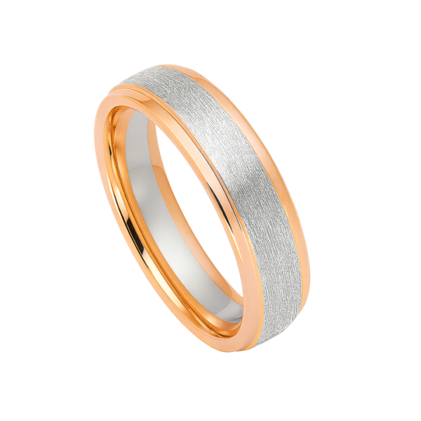 Two-Tone Center Brushed Rose Gold Wedding Band ( 5-10mm )