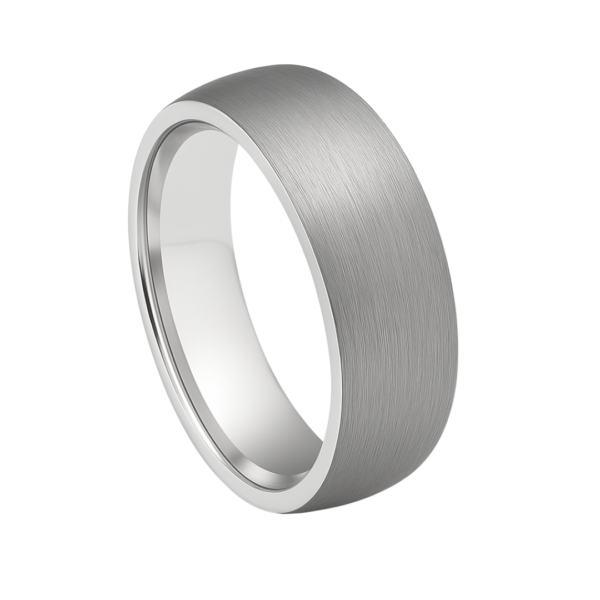 Two-Tone Brushed White Gold Wedding Band ( 5-10mm )
