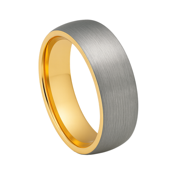 Two-Tone Brushed Yellow Gold Wedding Band ( 5-10mm )