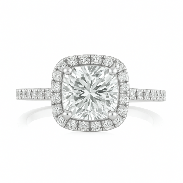 Cushion Cut Halo Engagement Ring