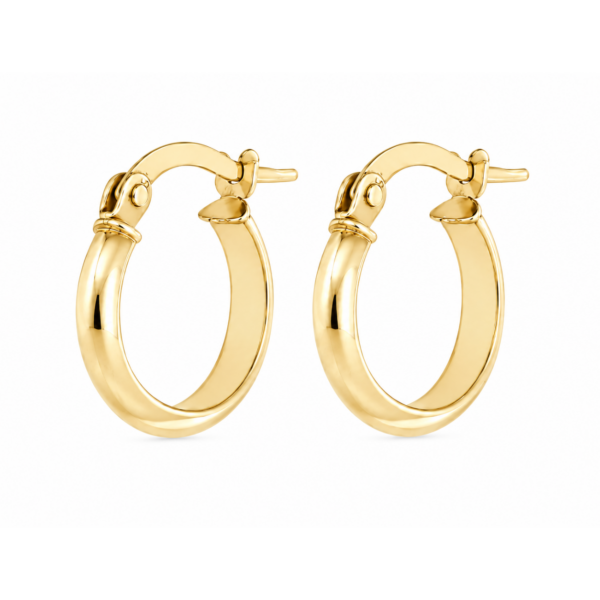 9k Yellow gold D-Shape Knife Edge Hoop Earrings