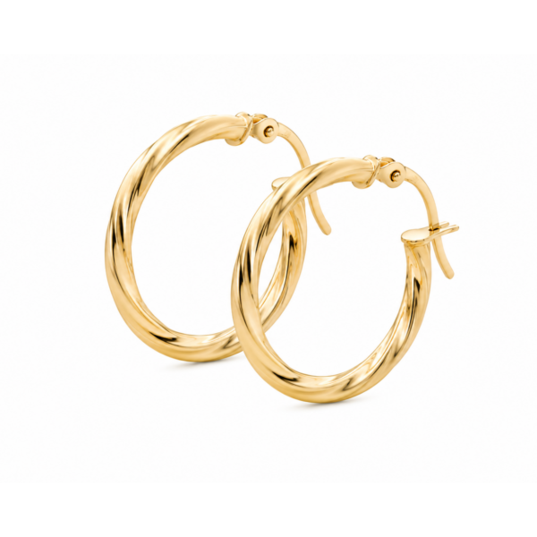 9k Yellow Gold Twisted Hoop Earrings