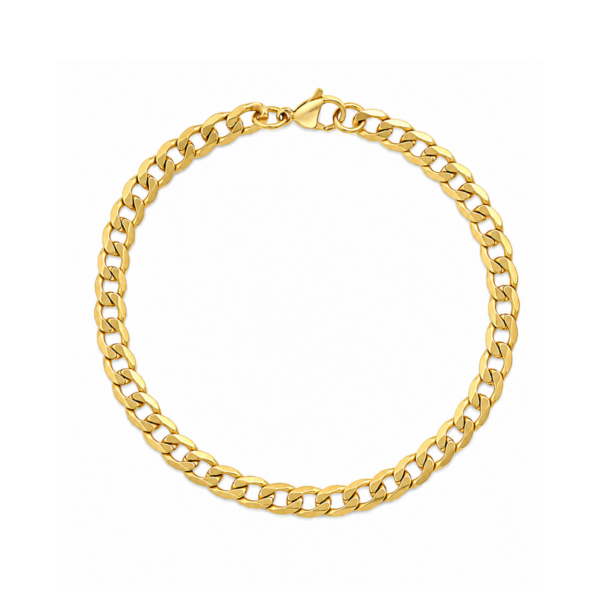 9k Yellow Gold Curb 3.00mm 6 Sides Diamond Cut Bracelet (19cm)