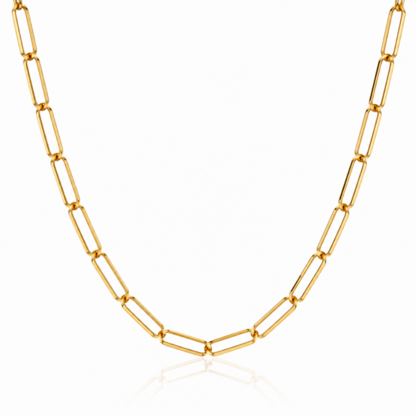 9k Yellow Gold 3.30mm Square Wire Paperclip Diamond Cut Chain (45cm)