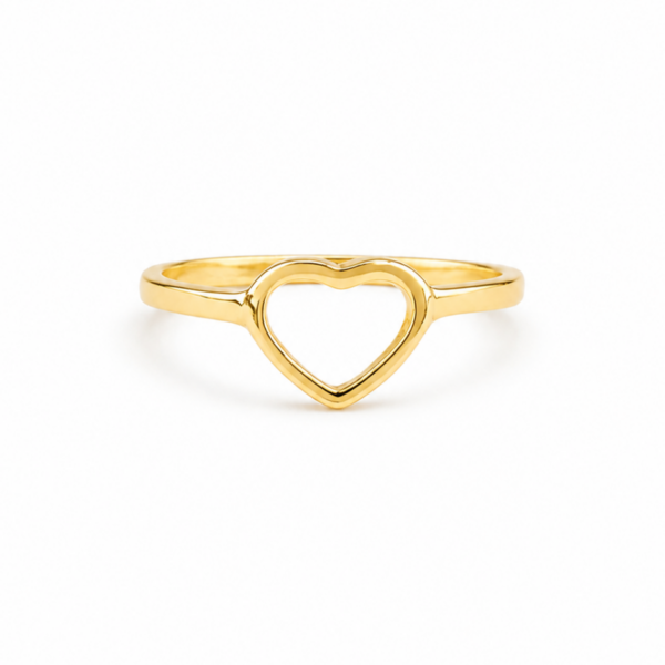 9k Yellow Gold Open Heart Ring