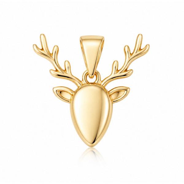 9k Yellow Gold Deer Face Pendant