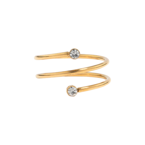 9k Yellow Gold Diamond Coil Ring (LAB)