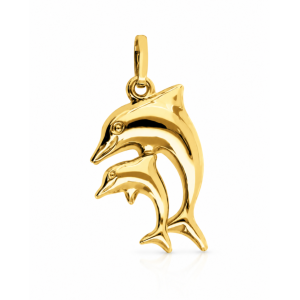 9k Yellow Gold Double Dolphin Pendant
