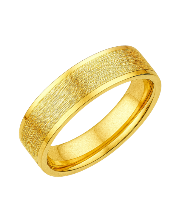 Bevelled Edge Yellow Gold Wedding Band – 7mm