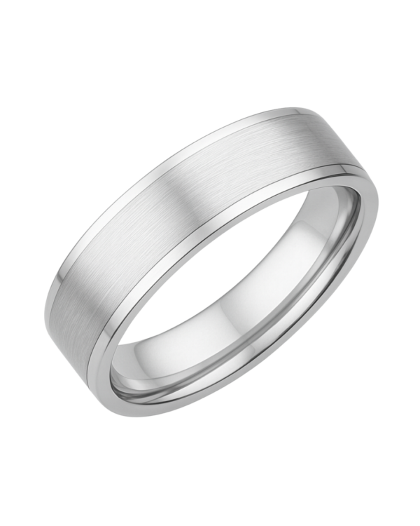 Bevelled Edge White Gold Wedding Band – 7mm