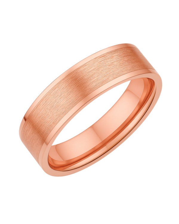Bevelled Edge Rose Gold Wedding Band – 5mm