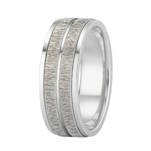 Sleeve Set Two-Tone Dual Stripe White Gold Wedding Band – 8mm