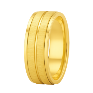 Sleeve Set Two-Tone Dual Stripe Yellow Gold Wedding Band – 8mm