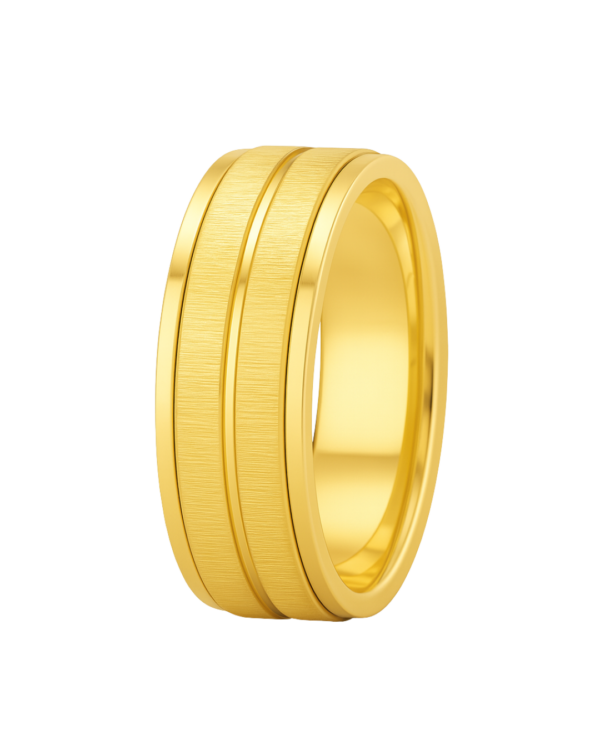 Sleeve Set Two-Tone Dual Stripe Yellow Gold Wedding Band – 8mm