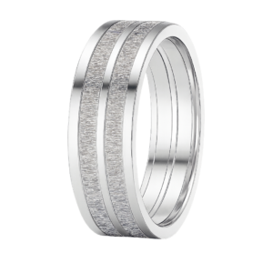 Two-Tone Dual Stripe White Gold Wedding Band – 9mm