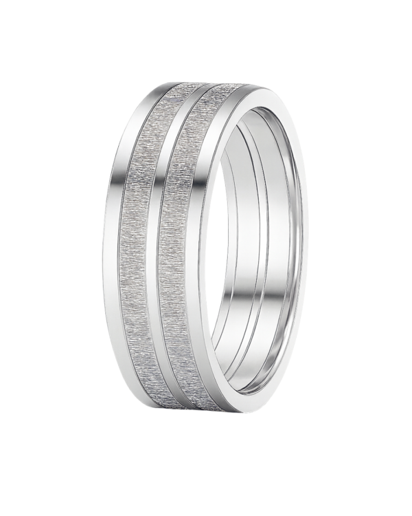 Two-Tone Dual Stripe White Gold Wedding Band – 9mm