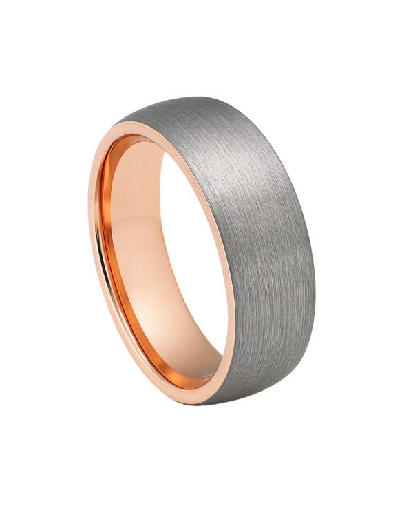 Two-Tone Brushed Rose Gold Wedding Band – 6mm