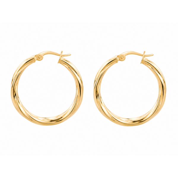 9K Yellow Gold Twisted Hoop Earrings