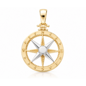 Two-Tone Nautical Compass Pendant
