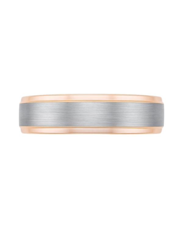 Two-Tone Center Brushed Rose Gold Wedding Band – 9mm