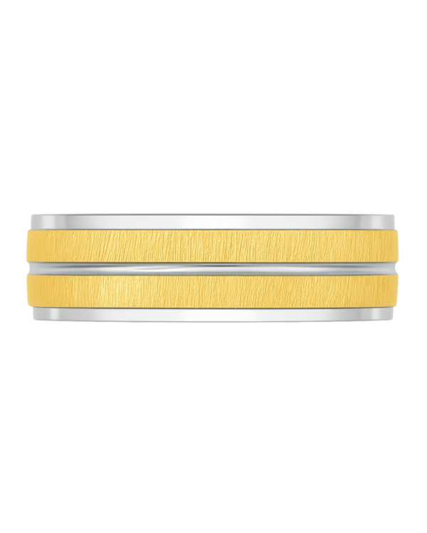 Sleeve Set Two-Tone Dual Stripe White & Yellow Gold Wedding Band – 8mm