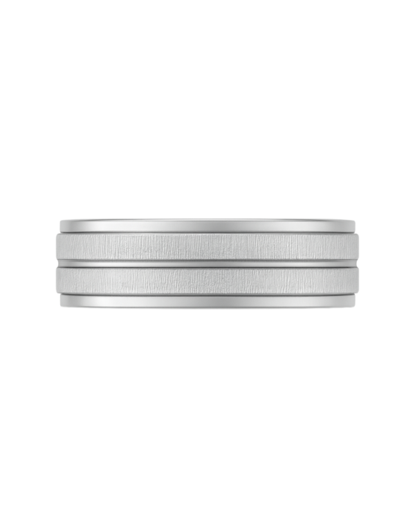 Sleeve Set Two-Tone Dual Stripe White Gold Wedding Band – 8mm