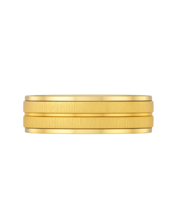 Sleeve Set Two-Tone Dual Stripe Yellow Gold Wedding Band – 8mm