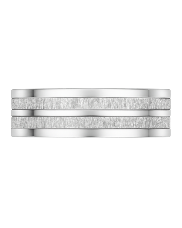 Two-Tone Dual Stripe White Gold Wedding Band – 9mm