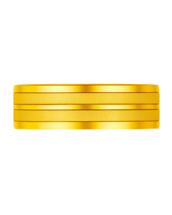 Two-Tone Dual Stripe Yellow Gold Wedding Band – 9mm