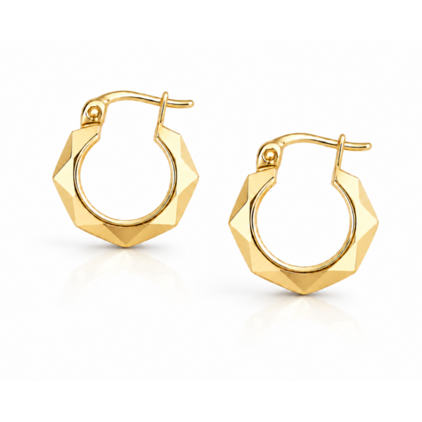 9K Yellow Gold Fancy Hoop Earrings