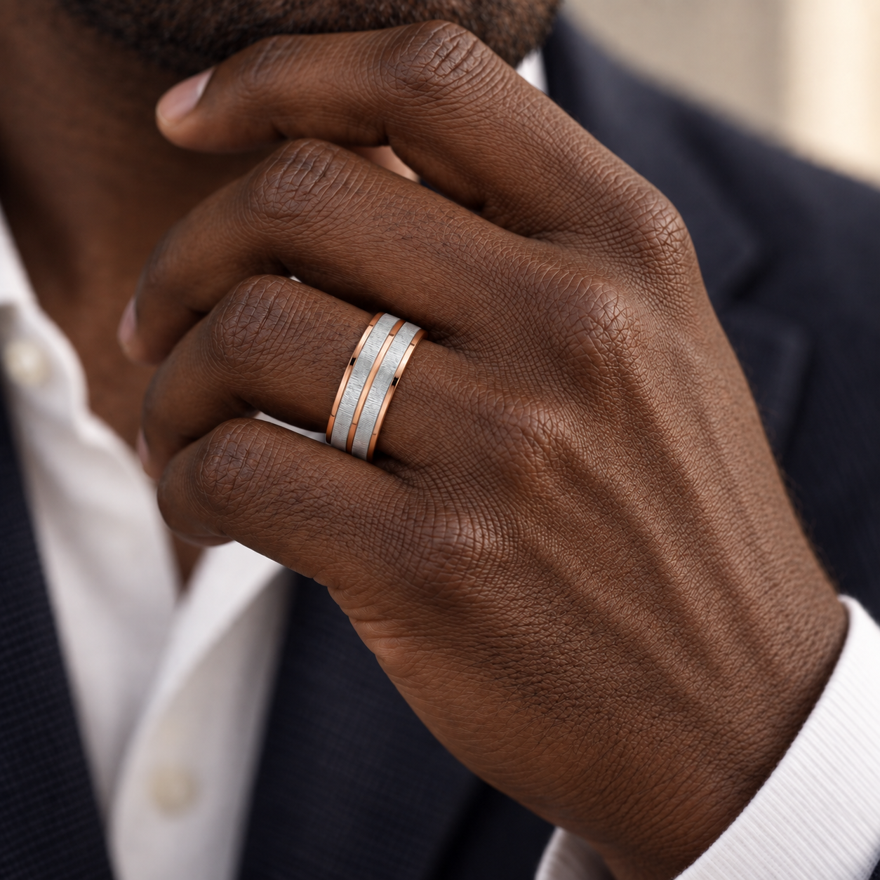 Dual Stripe Men's Wedding Bands
