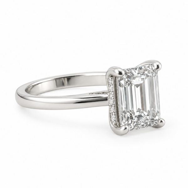 0.50ct Natural Emerald Hidden Halo Engagement Ring