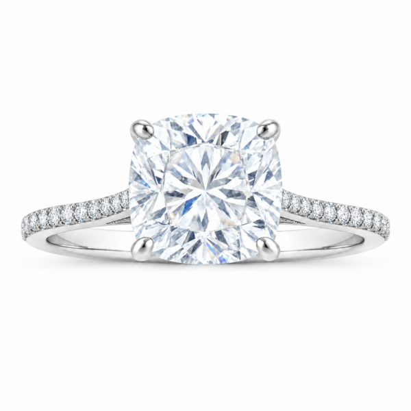 1.00ct Natural Cushion Hidden Halo Engagement Ring