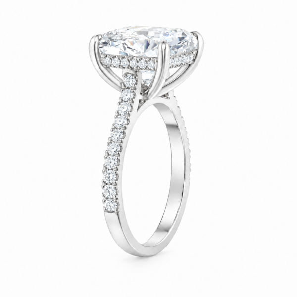 1.00ct Natural Cushion Hidden Halo Engagement Ring