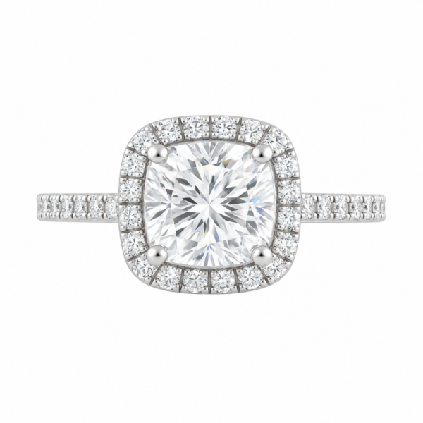 1.00ct Natural Cushion Classic Halo Engagement Ring