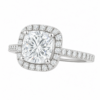 1.00ct Natural Cushion Classic Halo Engagement Ring