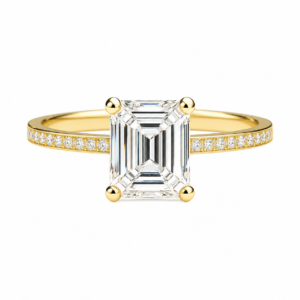 1.00ct Lab-Grown Emerald Classic Side Stone Engagement Ring