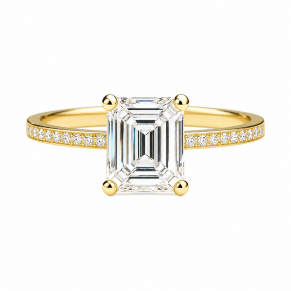1.00ct Lab-Grown Emerald Classic Side Stone Engagement Ring