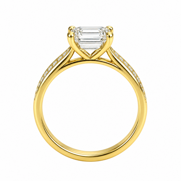 1.00ct Lab-Grown Emerald Classic Side Stone Engagement Ring