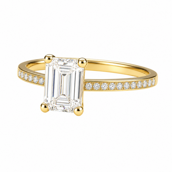 1.00ct Lab-Grown Emerald Classic Side Stone Engagement Ring