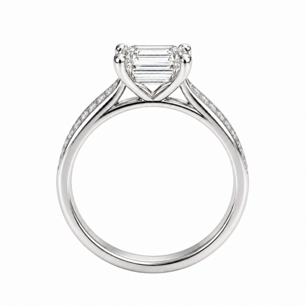 0.70ct Natural Emerald Classic Side Stone Engagement Ring