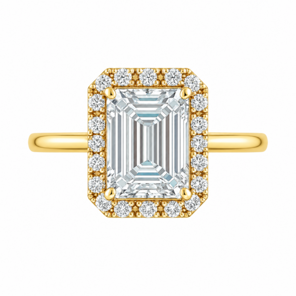 0.50ct Natural Emerald Halo Solitaire Engagement Ring