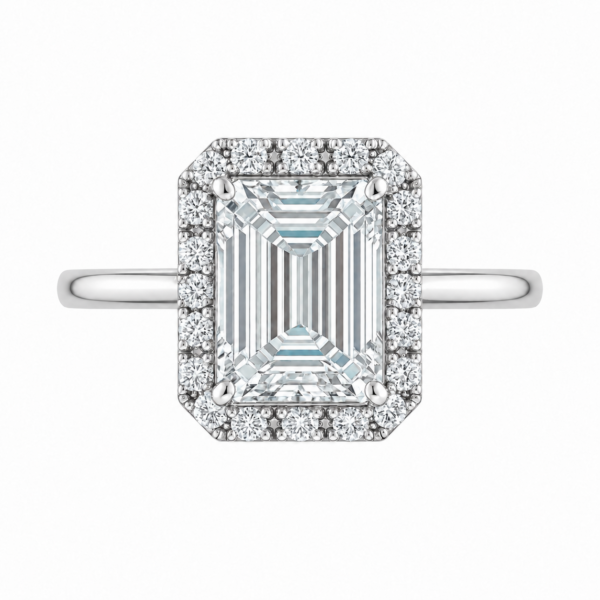 1.50ct Lab-Grown Emerald Halo Solitaire Engagement Ring