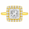 0.50ct Natural Princess Halo Solitaire Engagement Ring