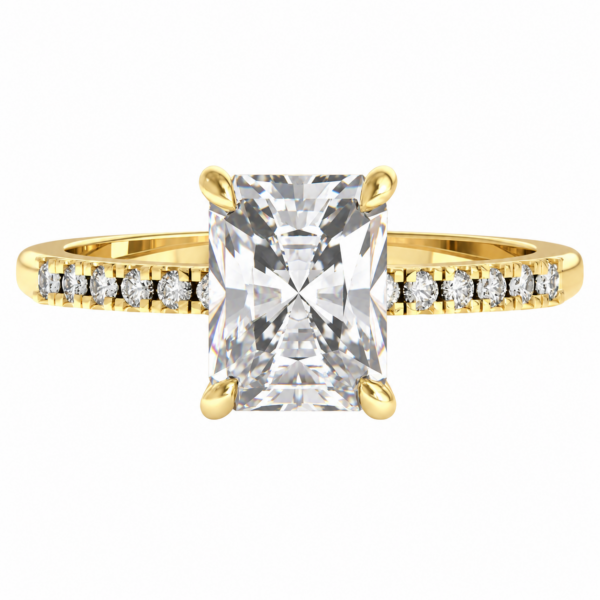 0.30ct Natural Radiant Classic Side Stone Engagement Ring
