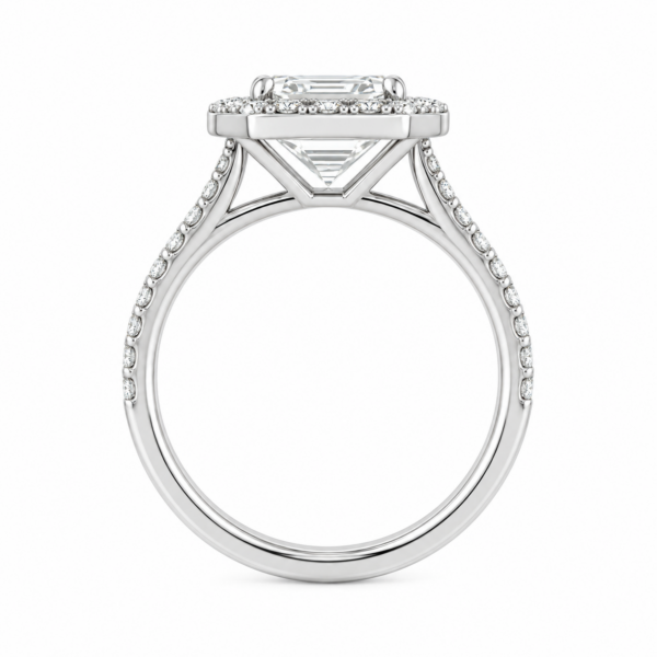 0.70ct Natural Emerald Classic Halo Engagement Ring