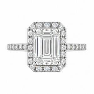 0.70ct Natural Emerald Classic Halo Engagement Ring